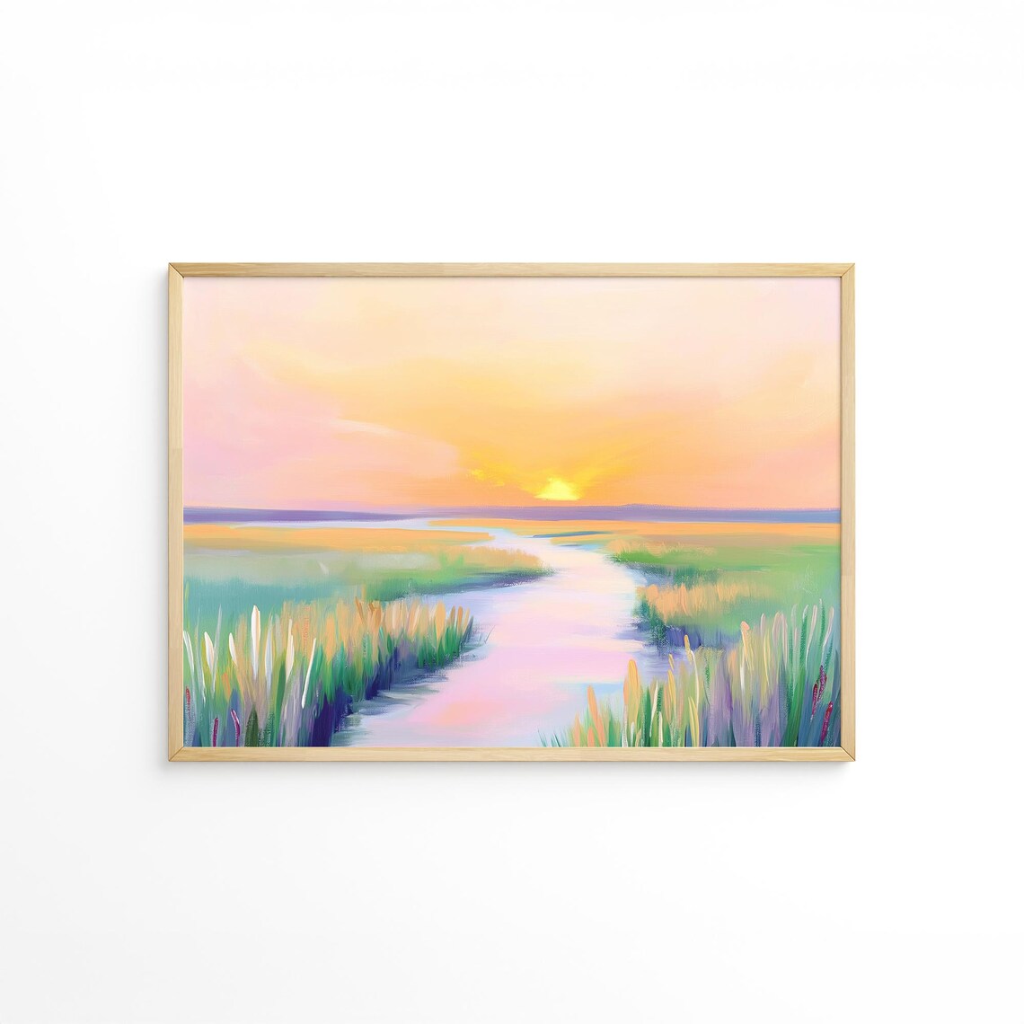 Golden Marsh Sunrise With Winding Pink Creek Wetlands Poster - Image 5