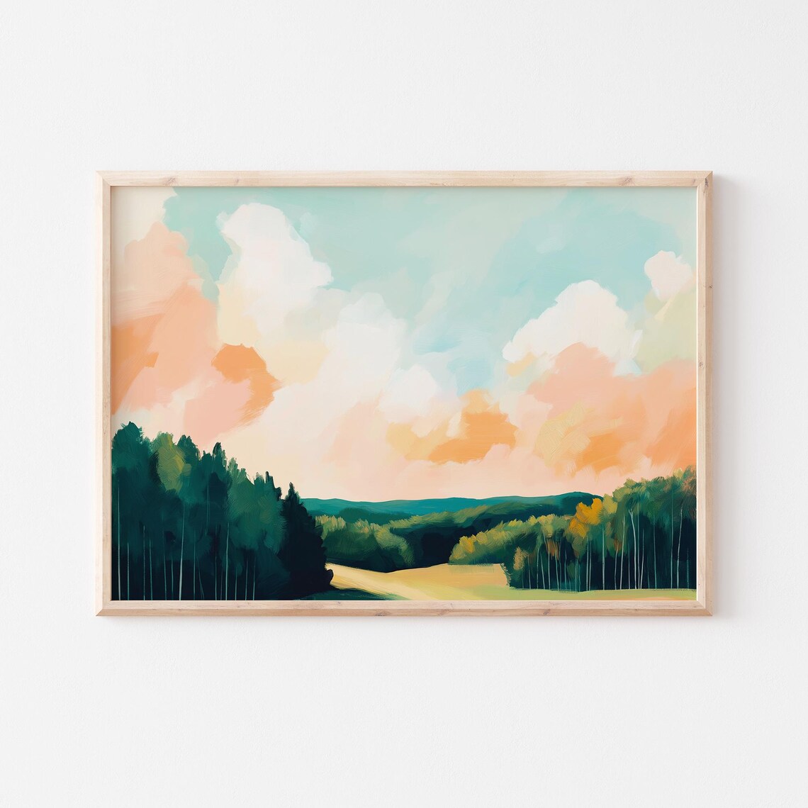 Spring Green Trees Sky Abstract Forest Art Print - Image 5