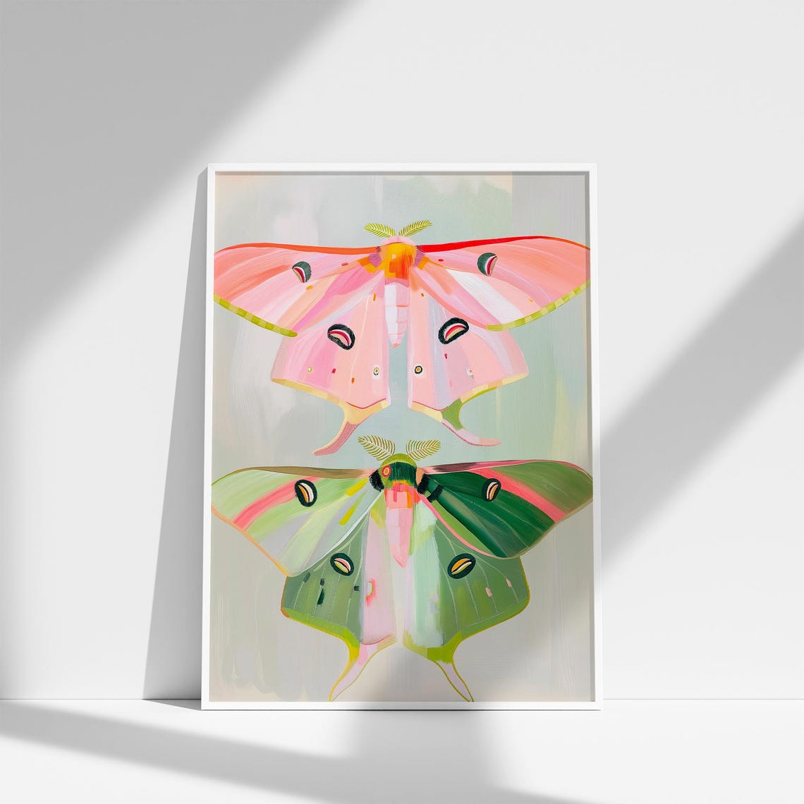 Pink and Green Moths Botanical Vintage Insect Illustration Poster - Image 4