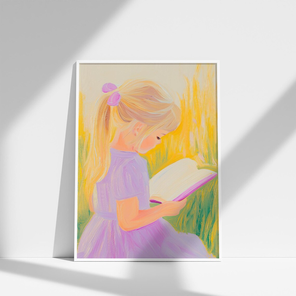 Blonde Girl Reading In A Garden Reading Nook Summer Read Art Girly Book Lover Girls Room Book Nook Book Lover Gif - Image 3