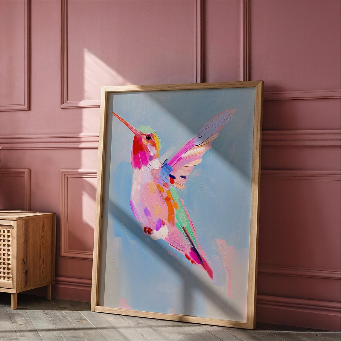 Colorful Hummingbird In Flight Pastel Impressionist Bird Poster - Image 5