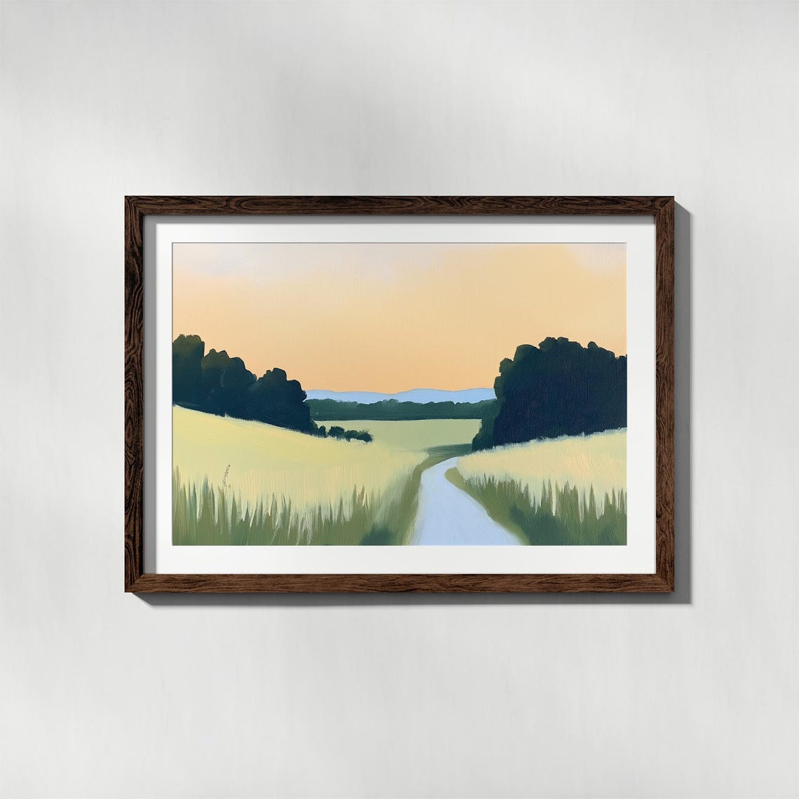 Country Dirt Road Through Golden Wheat Field At Sunset Poster - Image 4