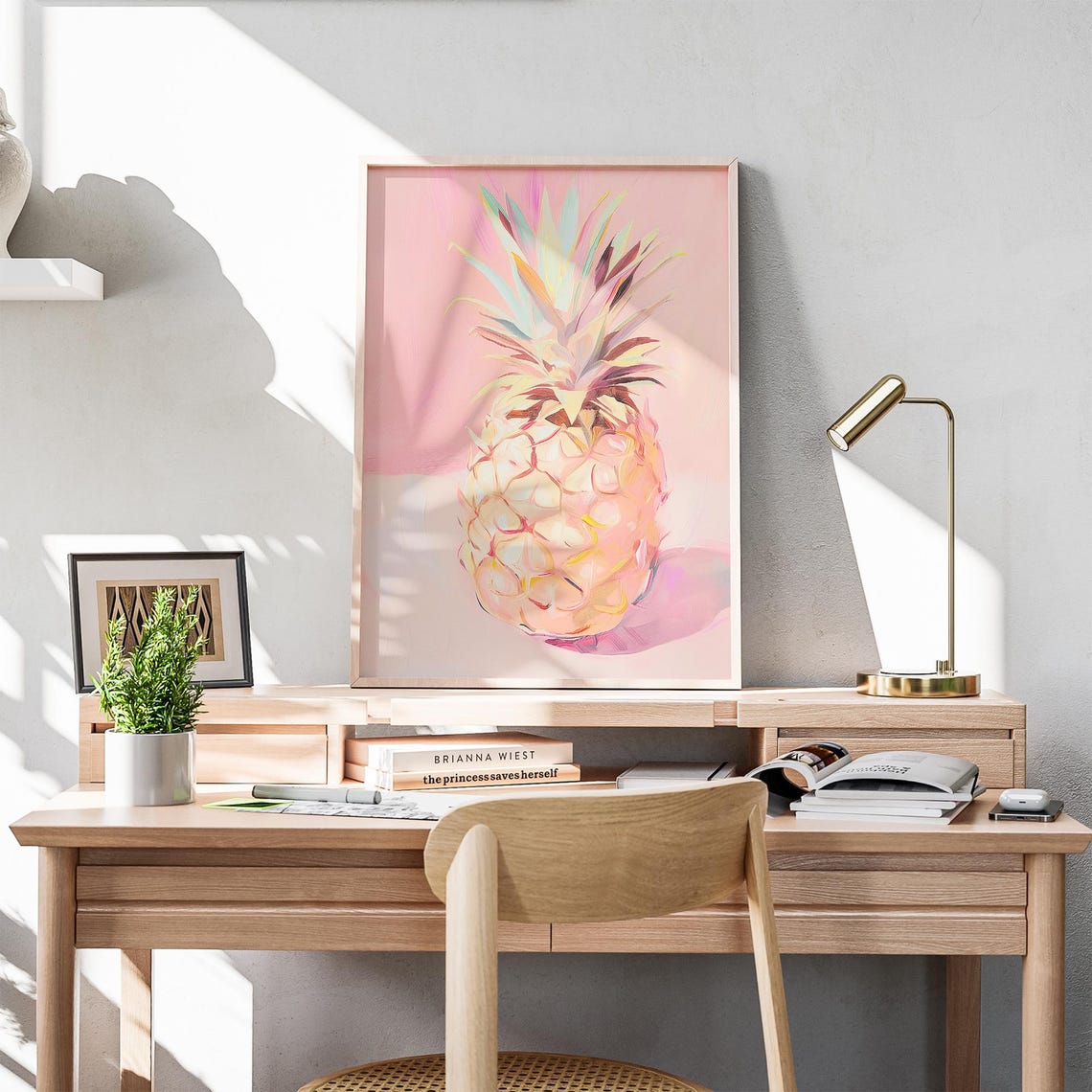 Pink Pineapple Painted Still Life Tropical Pink Kitchen Poster - Image 6