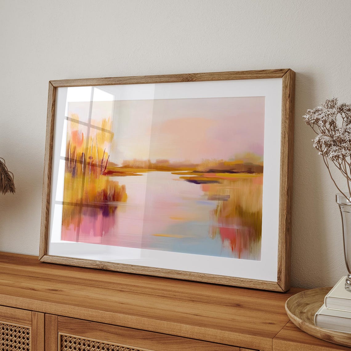 Pink And Gold Autumn Marsh With Still Reflective Creek Poster - Image 3