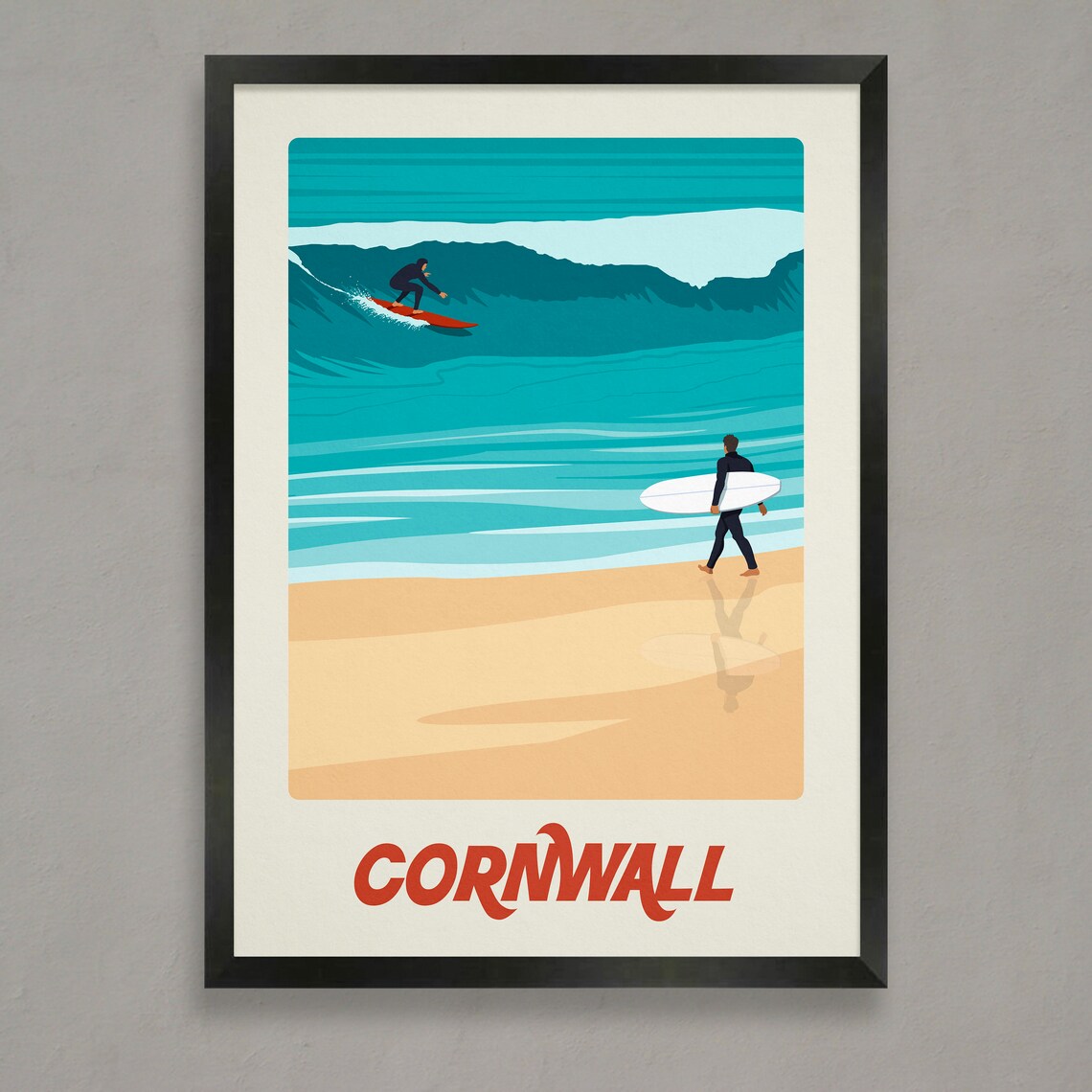 Cornwall Vintage Surf Poster, Surfing Travel Poster
