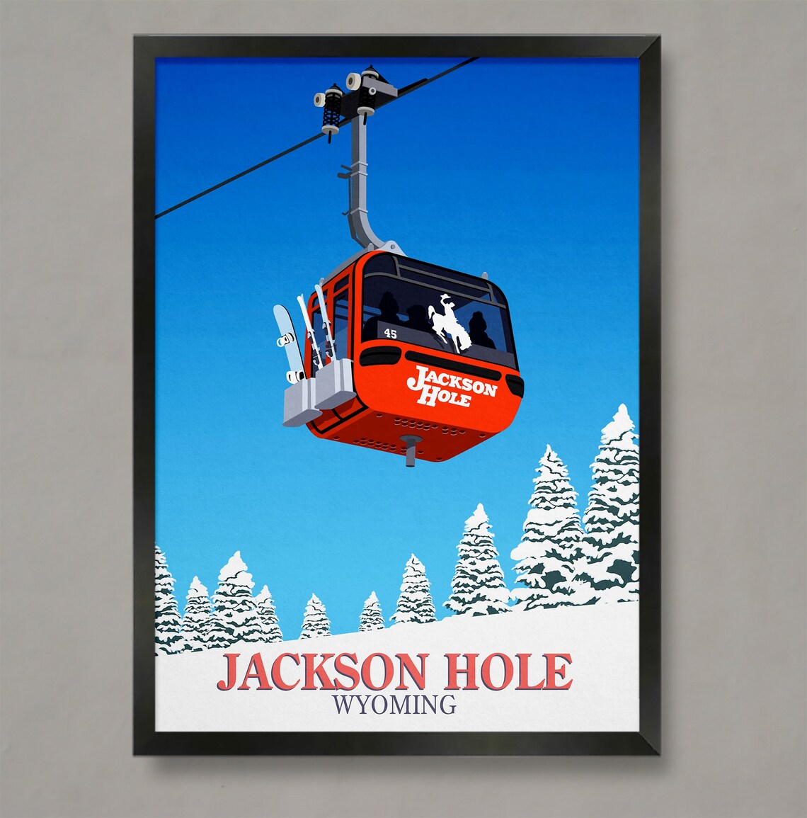 Jackson Hole Bridger Gondola Ski Resort Travel Poster