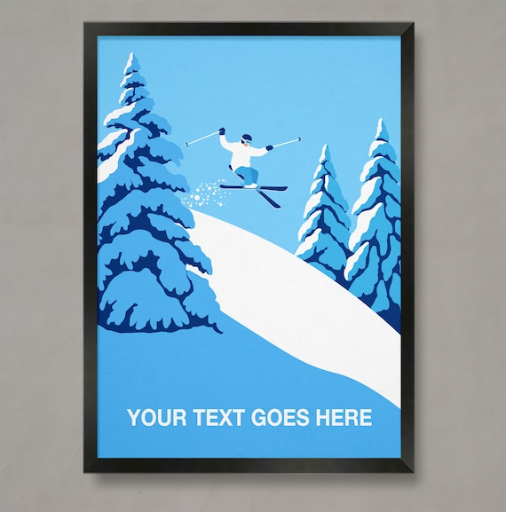 Personalised Ski Jumper Custom Text Alpine Skiing Gift Poster
