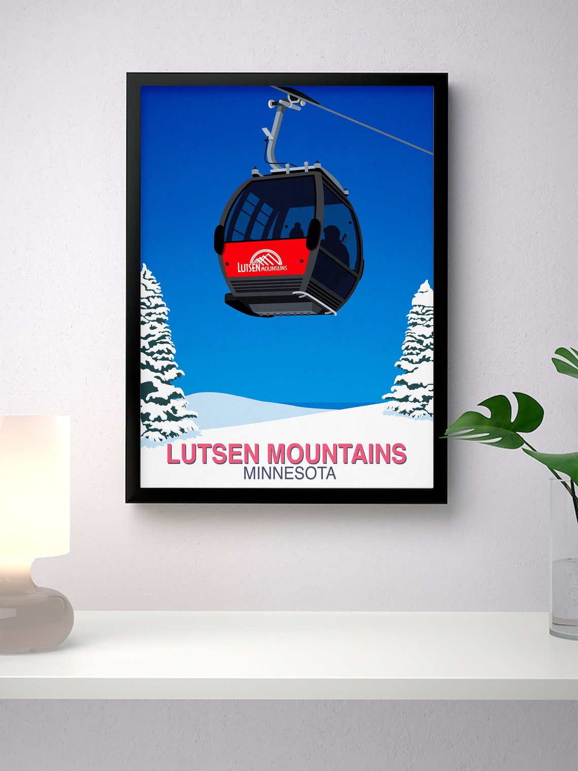 Lutsen Mountains Minnesota Gondola Cabin Retro Ski Resort Poster - Image 4