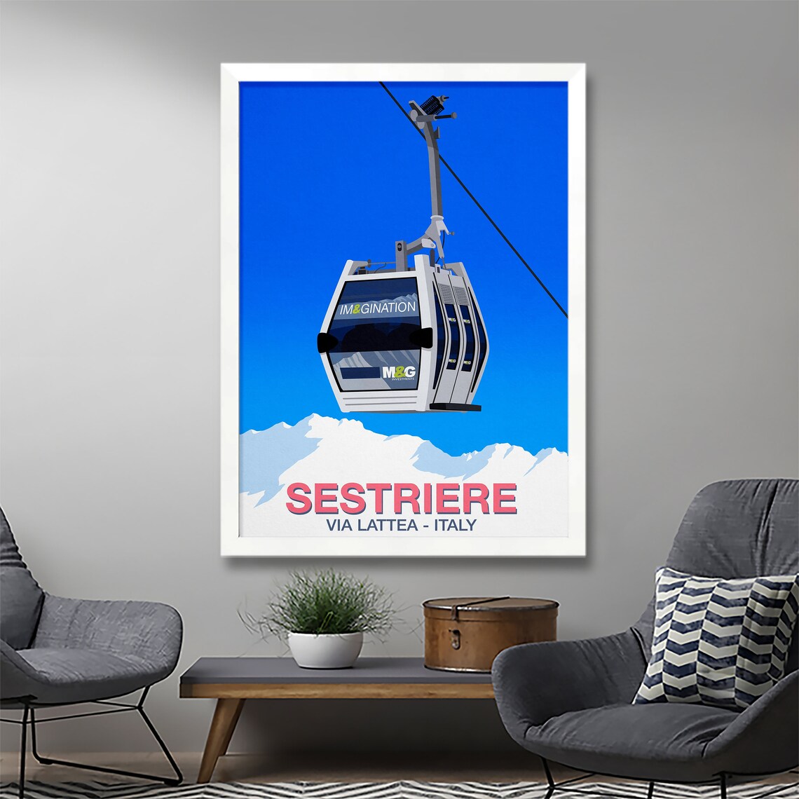 Sestriere Ski Resort Travel Poster, Ski Print - Image 2