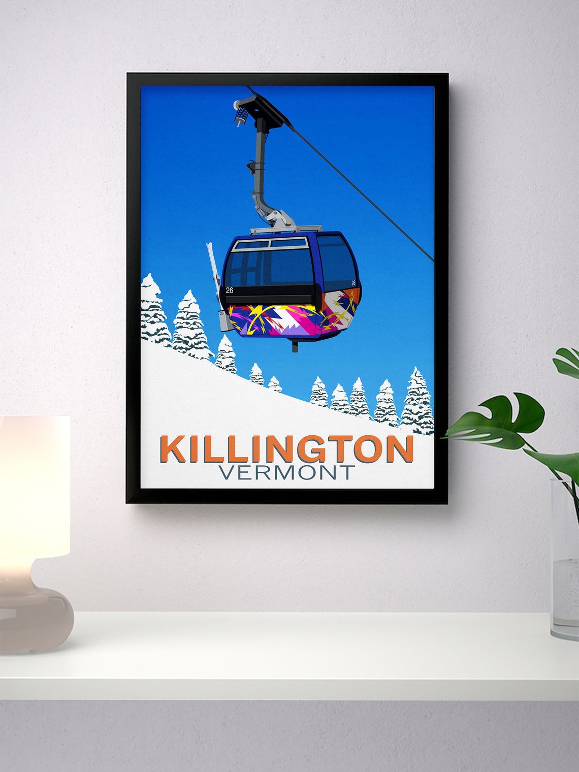Killington Vermont Painted Gondola Cabin Cable Car Ski Travel Poster - Image 4