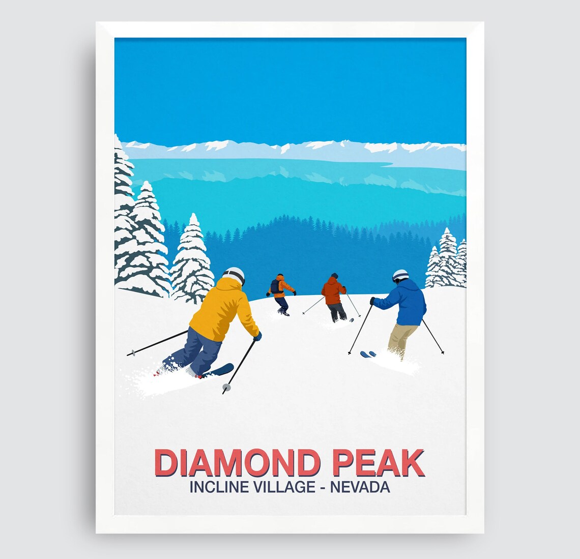 Diamond Peak Nevada Ski Poster Incline Village Lake Tahoe Artwork - Image 3
