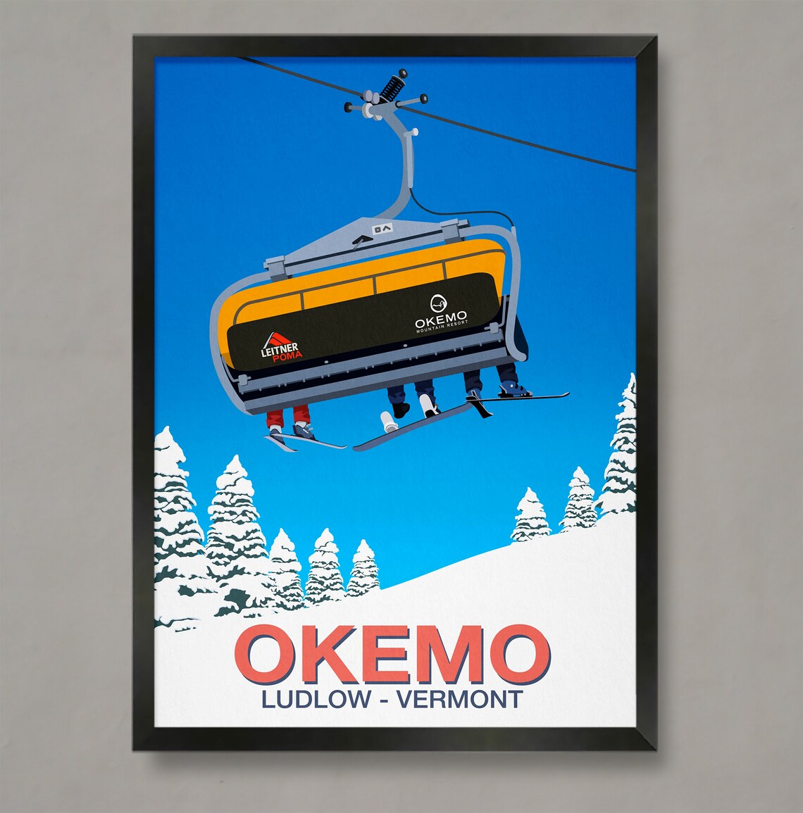 Okemo Ski Resort Travel Poster, Ski Gifts