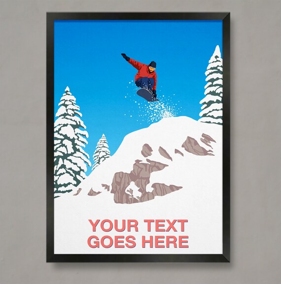 Snowboarder Cliff Jump Personalised Ski Gift Art
