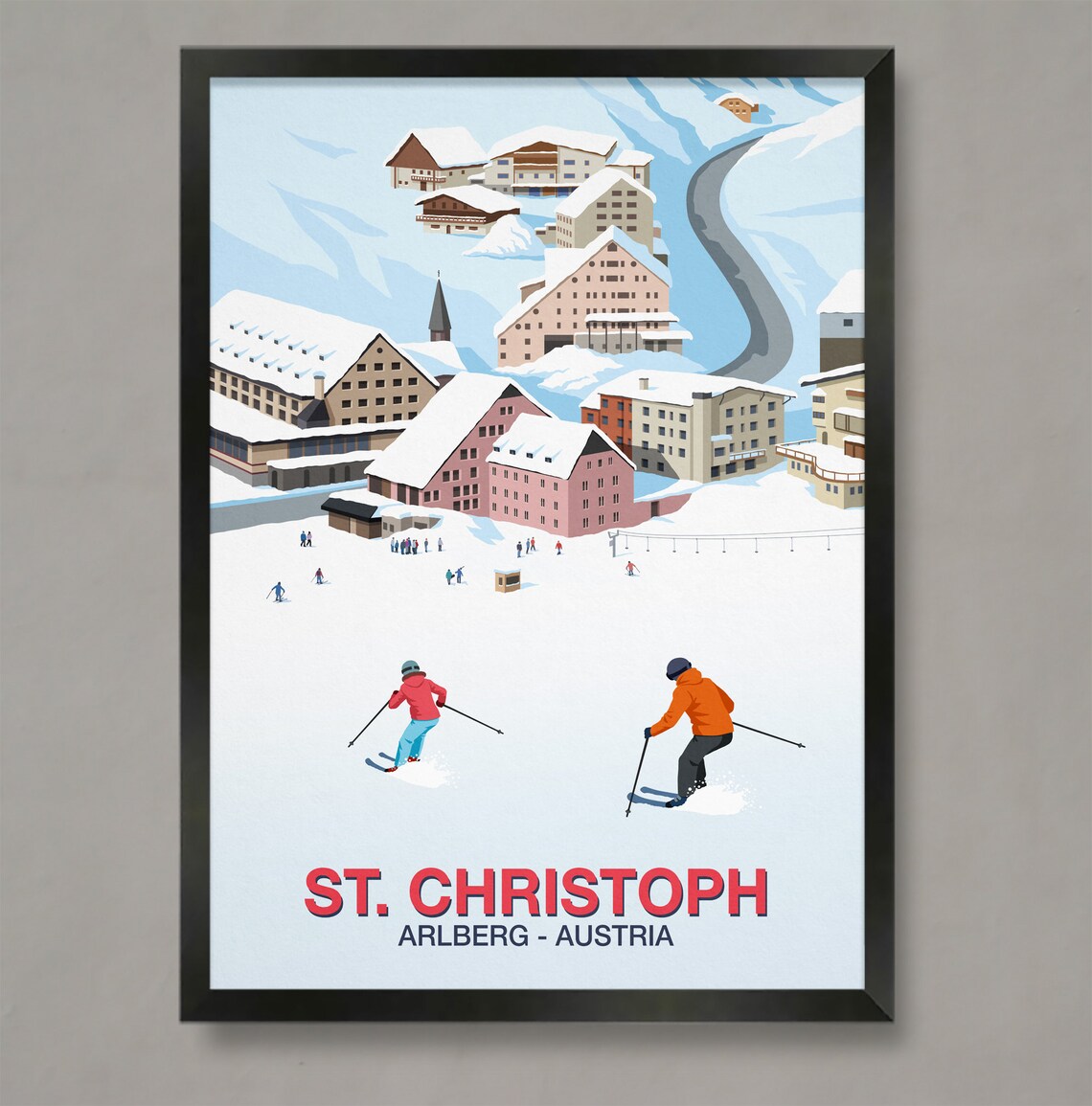 St Christoph Arlberg Austria Ski Poster Alpine Village Scene Art
