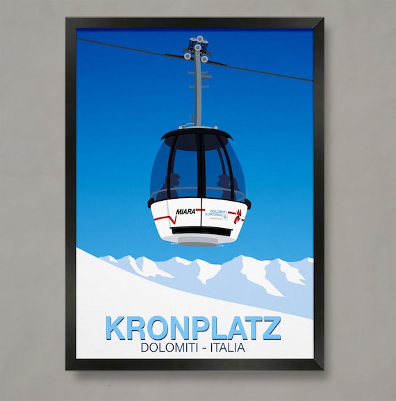 Kronplatz Ski Resort Travel Poster, Ski Print