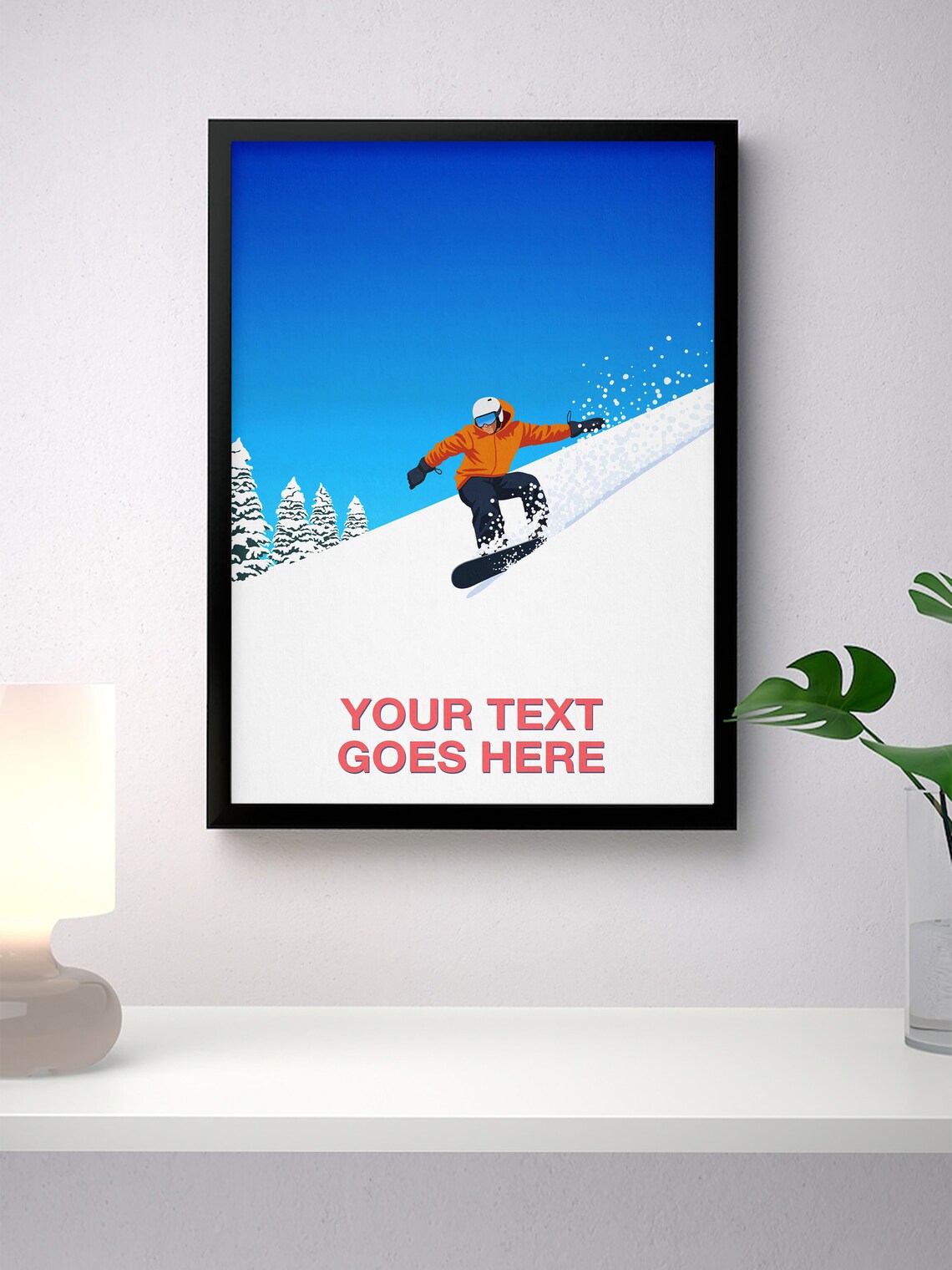 Personalised Ski Art Poster, Snowboarder Gift - Image 2
