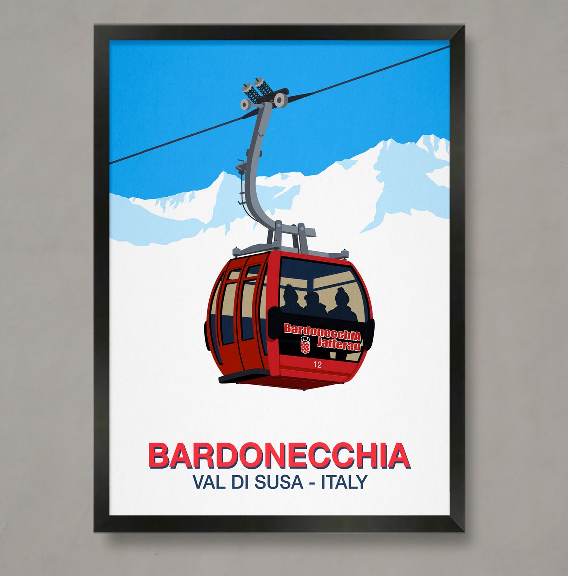 Bardonecchia Val Di Susa Italy Vintage Red Cable Car Gondola Poster