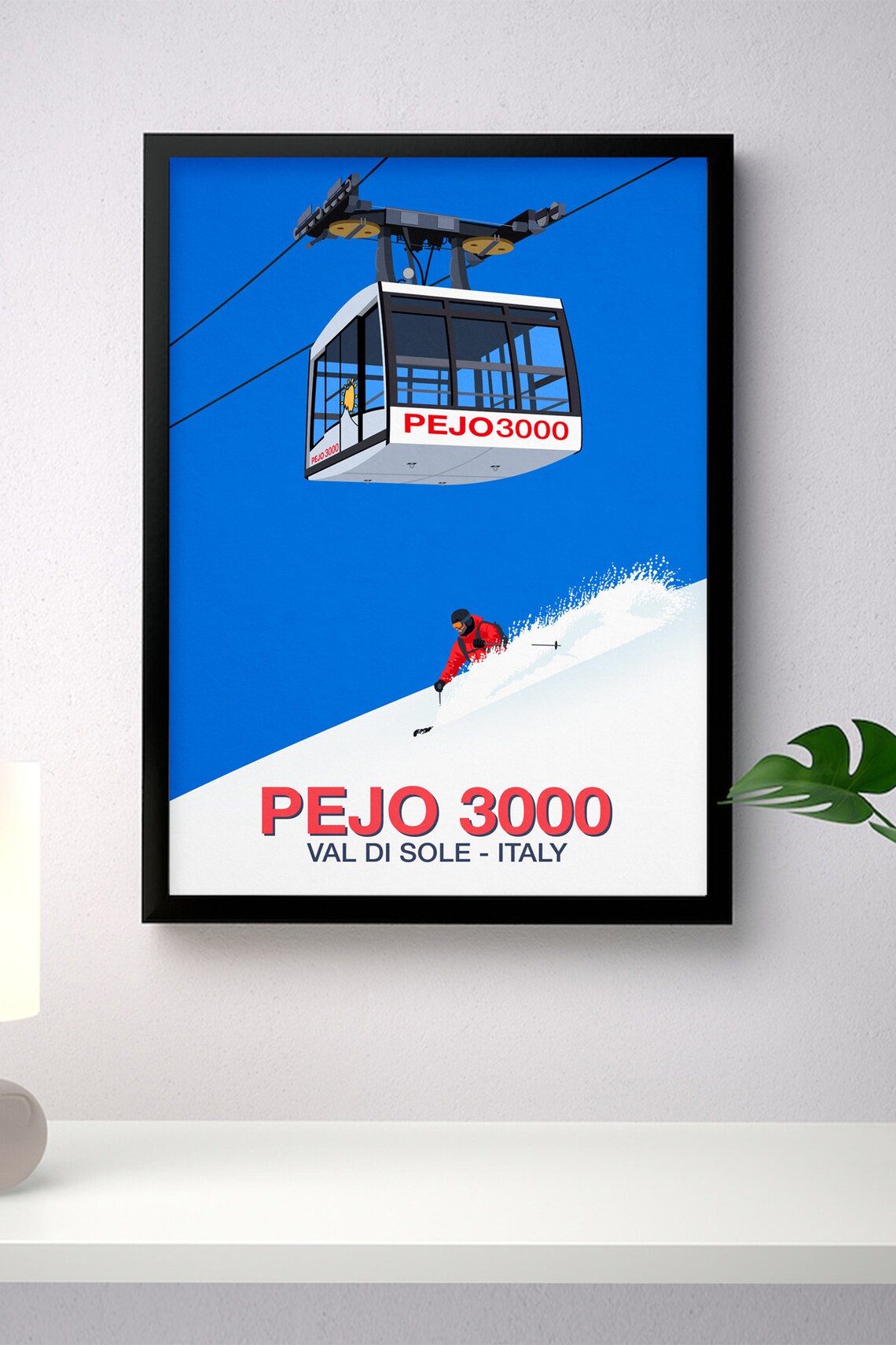 Pejo 3000 Val di Sole Italy Ski Poster Gondola Powder Skier Art - Image 4