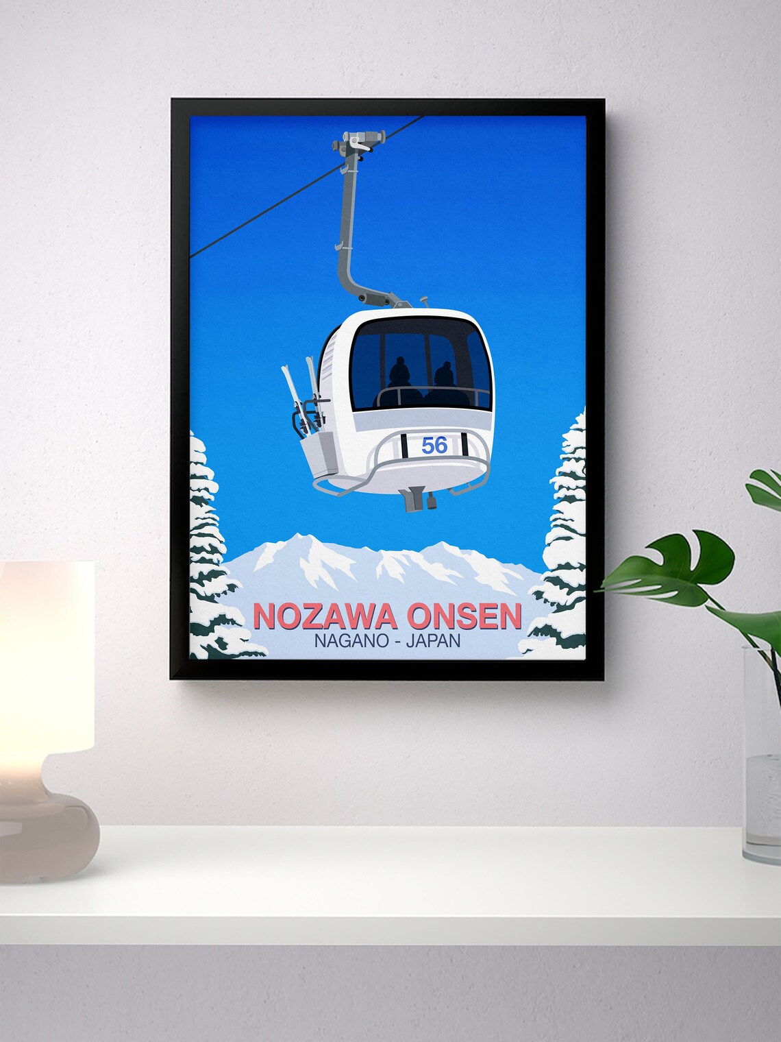 Nozawa Onsen Nagano Japan White Gondola Snowy Pines Winter Ski Poster - Image 2