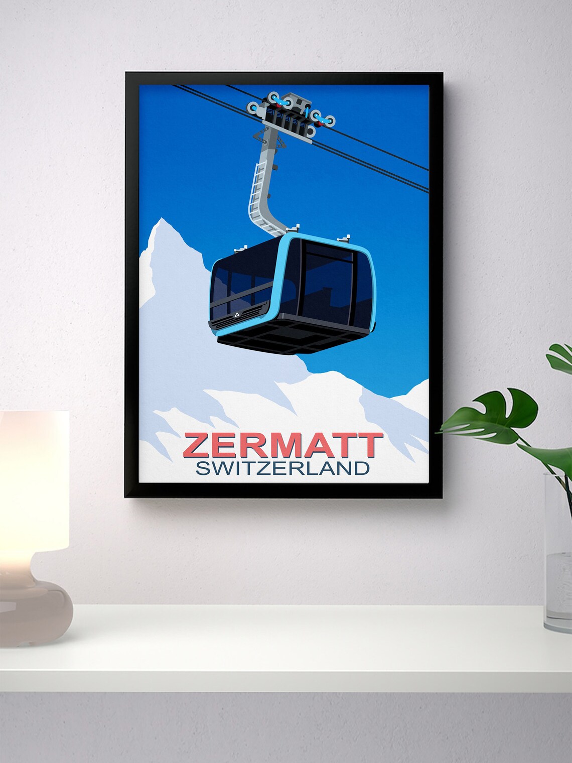 Zermatt Pininfarina Cable Car Travel Poster - Image 4