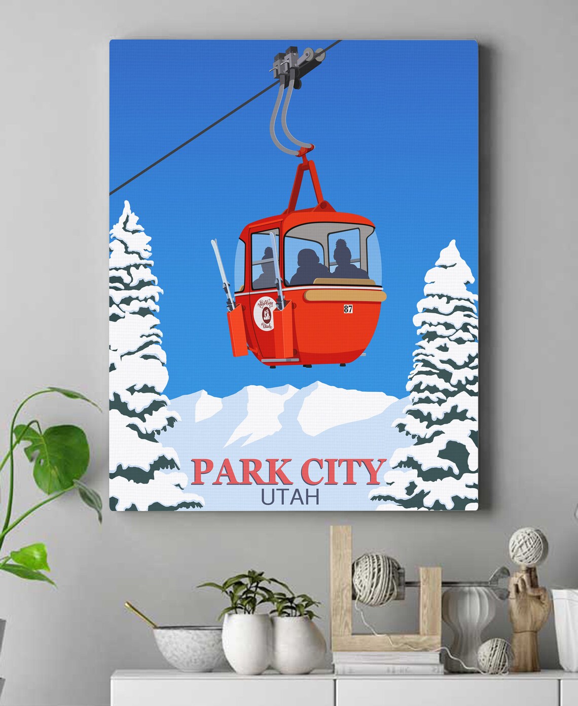 Park City Travel Poster, City Skyline Wall Art Print