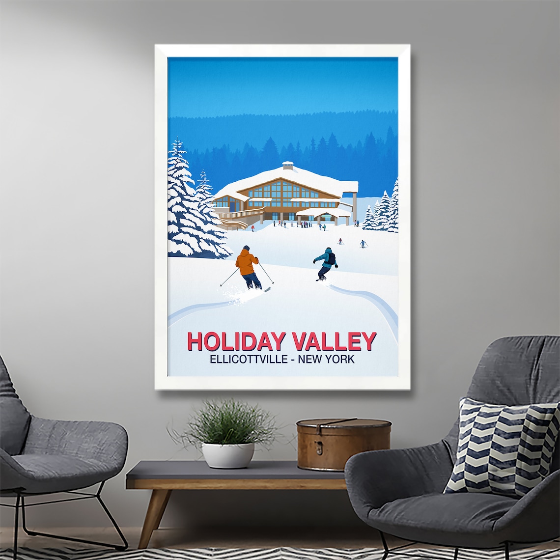 Holiday Valley Ski Resort Travel Poster, Ski Print - Image 2