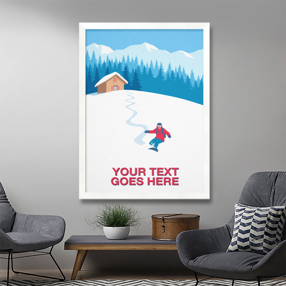 Personalised Snowboarder Carve Custom Text Snow Board Gift Poster - Image 2