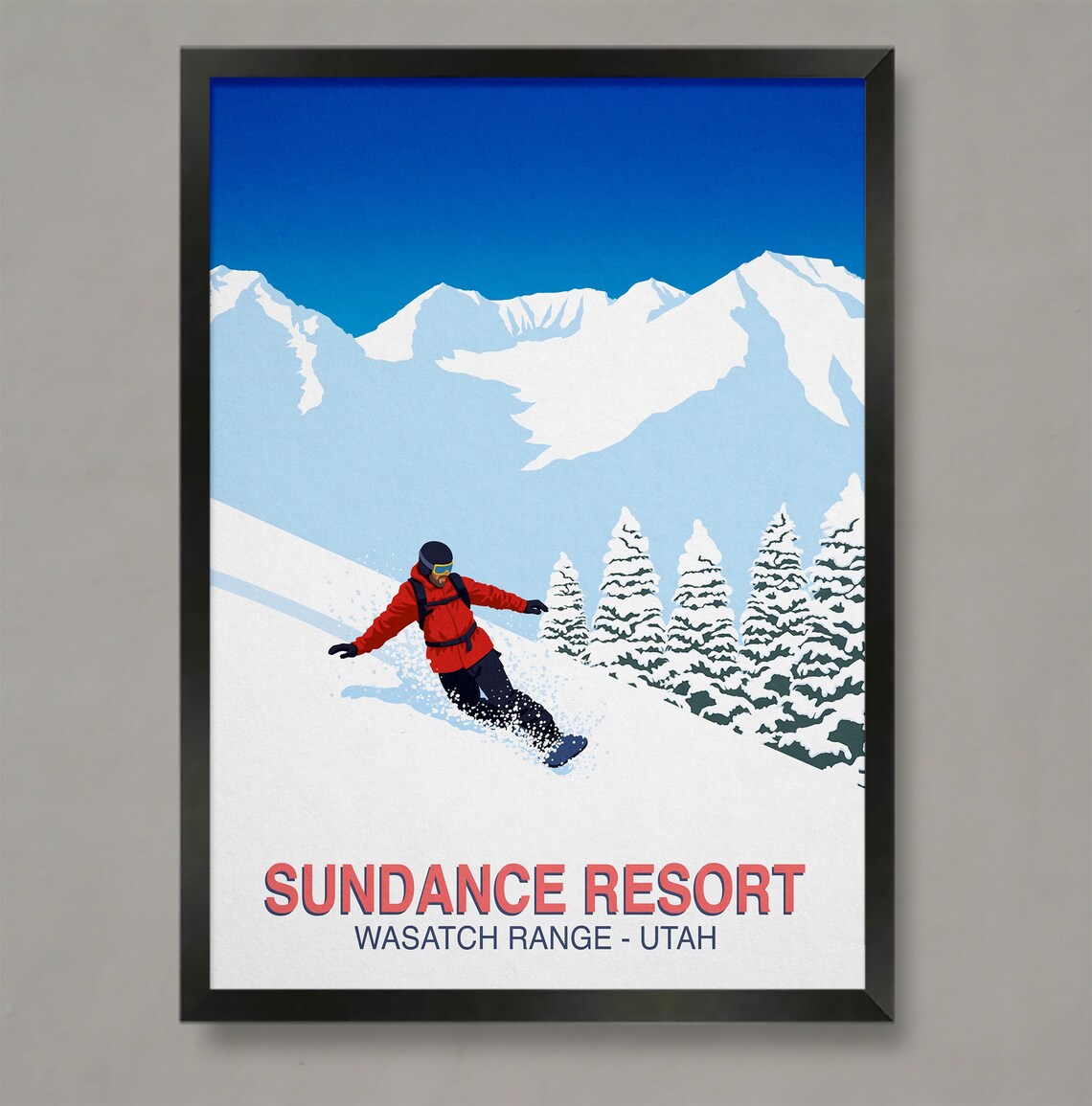 Sundance Resort Snowboard Poster, Ski Resort Art Print
