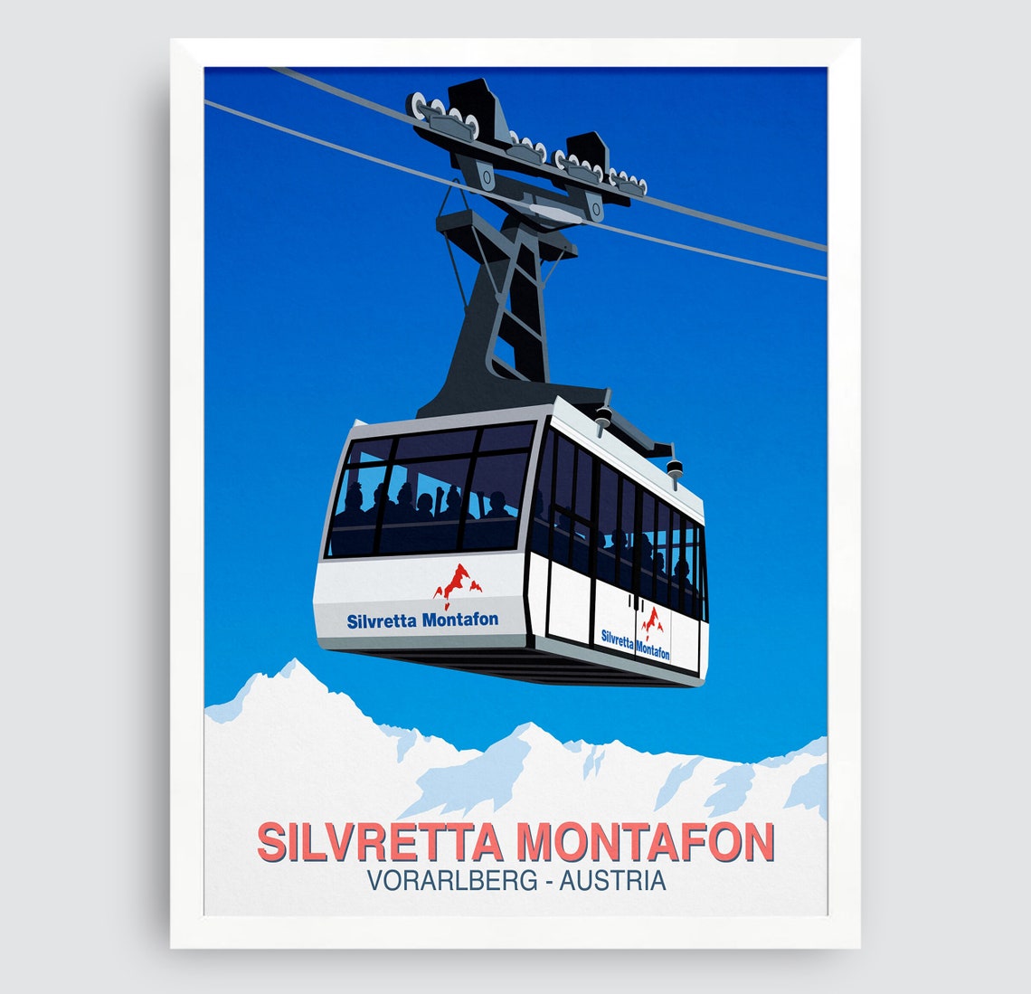 Silvretta Montafon Austria Gondola Cabin Retro Alpine Ski Poster - Image 3