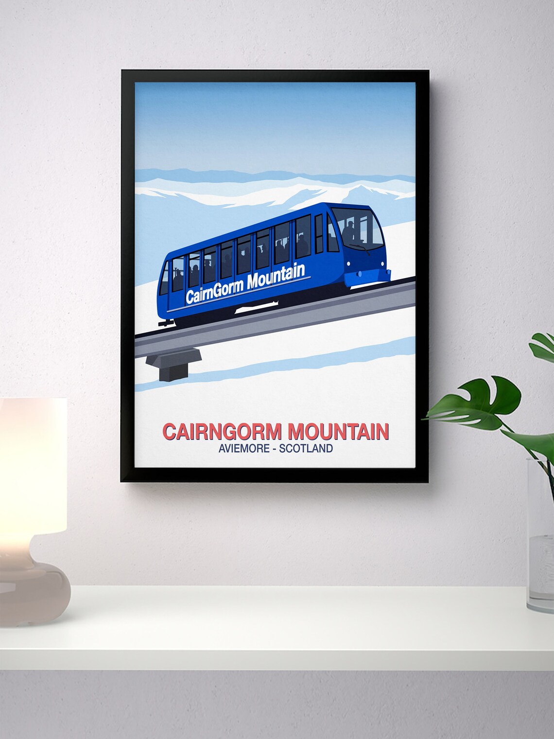 Cairngorm Mountain Poster with Blue Funicular Train Aviemore Scotland - Image 4