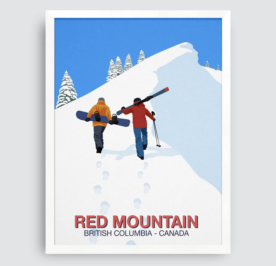Red Mountain British Columbia Ski Poster Canada Hiking Peaks Art - Image 3