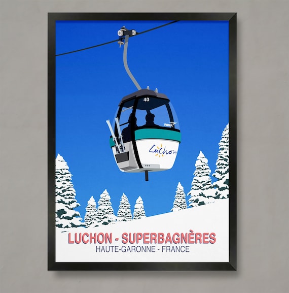 Luchon Ski Travel Poster, Snow Sports Art Print