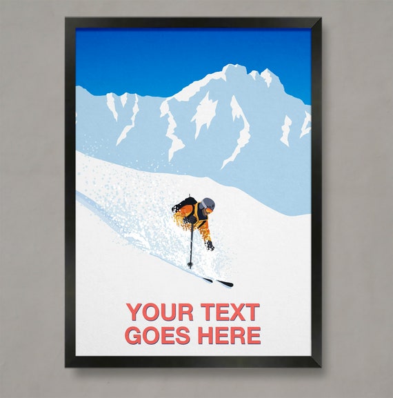 Personalised Ski Gift Custom Ski Art Skier Art Poster Personalised Ski Art Personal Ski Gift