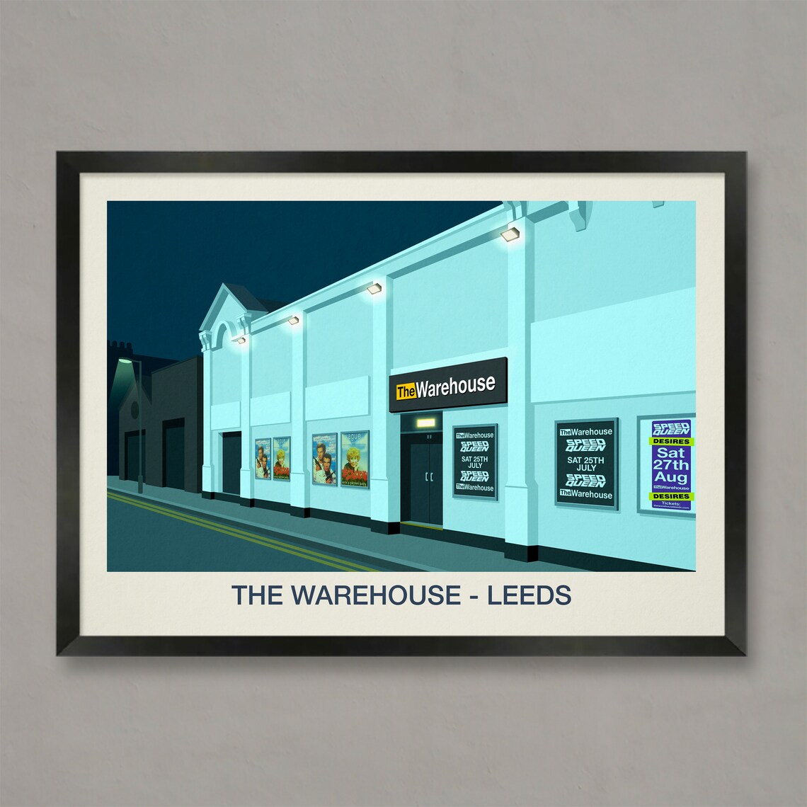 Warehouse Nightclub Art Print, Nightclub Poster