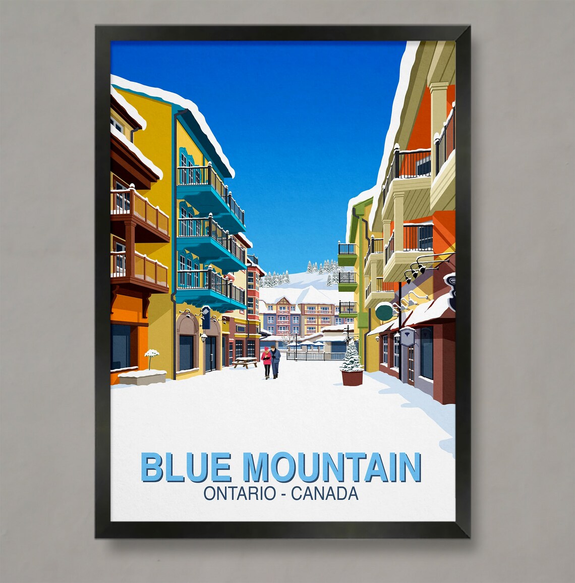 Blue Mountain Ski Poster, Vintage Ski Resort Print