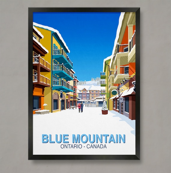 Blue Mountain Ski Poster, Vintage Ski Resort Print
