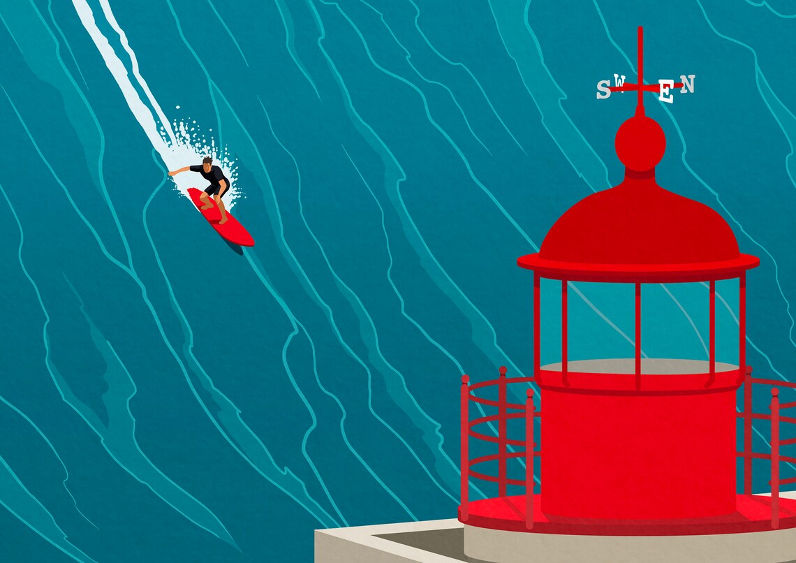 Nazare Surf Vintage Surf Travel Poster - Image 3