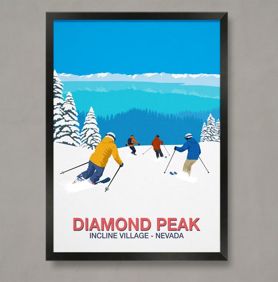 Diamond Peak Ski Resort Poster Ski Resort Poster Ski Print Snowboard Poster Ski Gifts Ski Poster