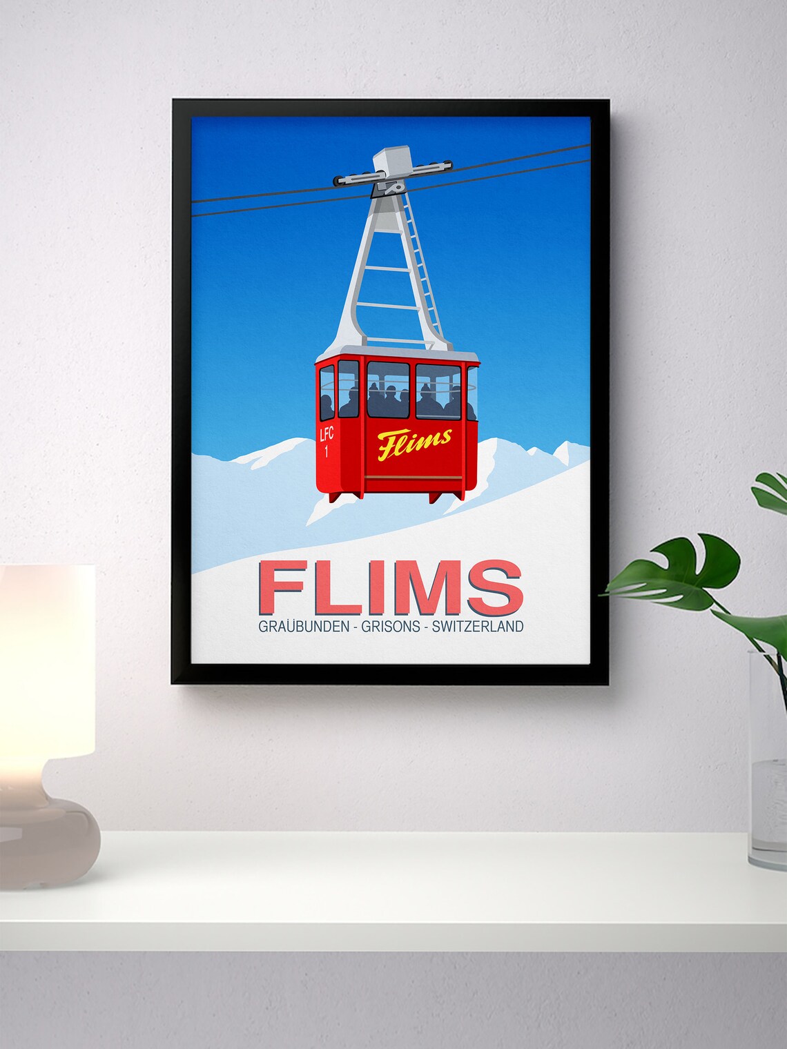 Flims Ski Resort Vintage Travel Poster - Image 4