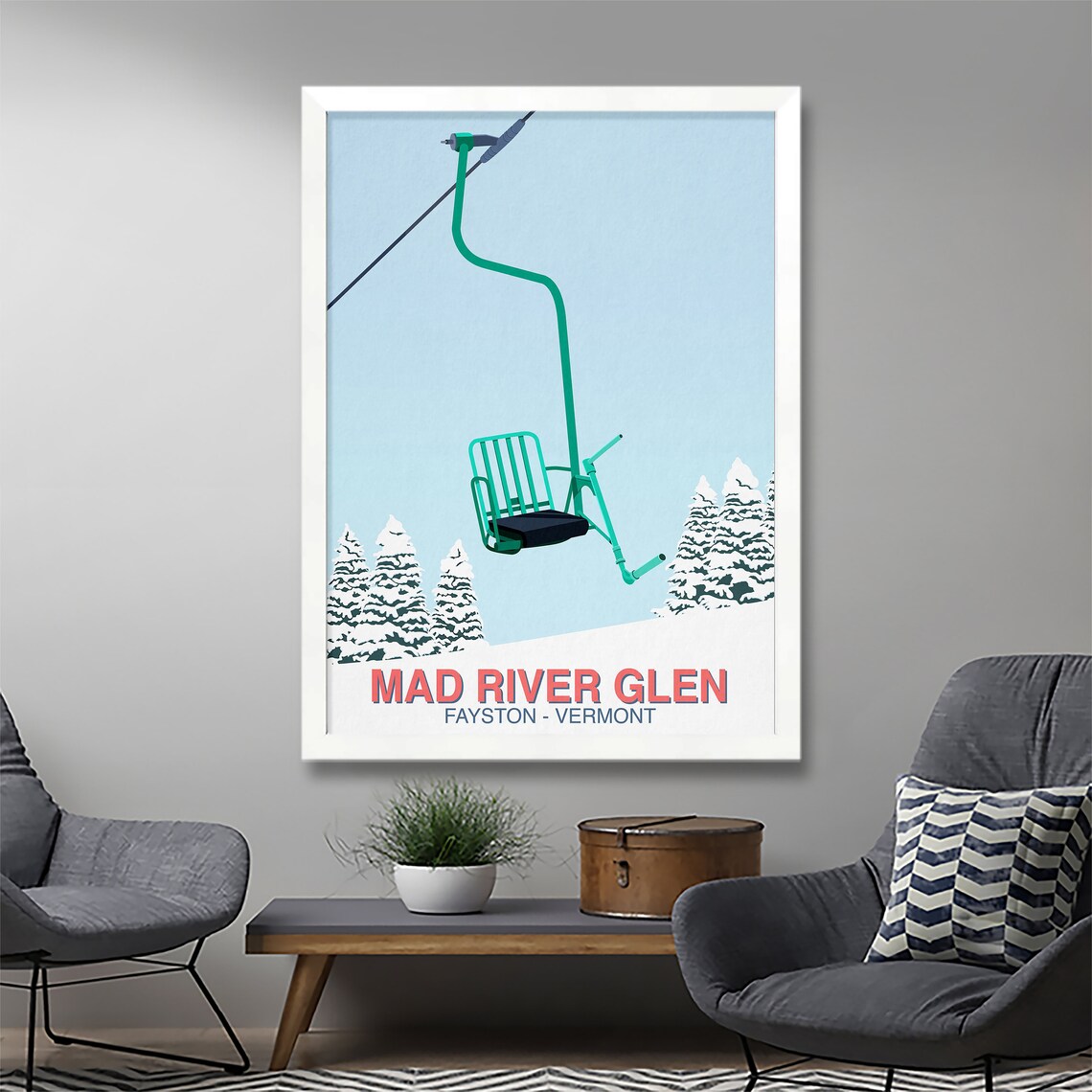 Mad River Glen Ski Resort Travel Poster Art Print - Image 2