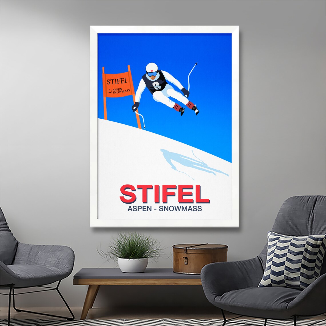 Stifel Aspen Snowmass Alpine Ski Race Jump Action Sport Poster - Image 2