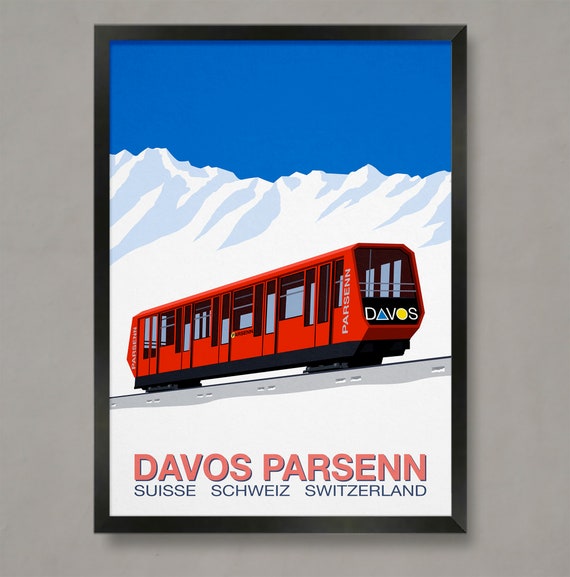 Davos Parsenn Ski Train Poster Ski Resort Poster Ski Print Snowboard Poster Ski Gifts Ski Poster