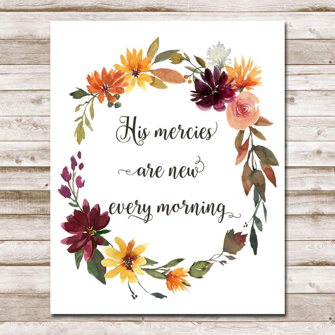 His Mercies Are New Every Morning Fall Floral Wreath Art Print - Image 4