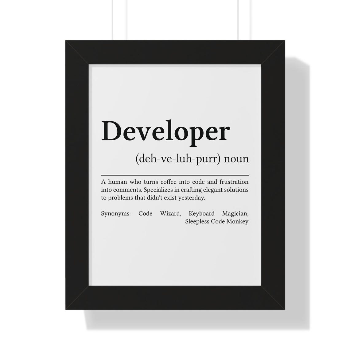 Developer Funny Definition Poster for Coders Coffee Lovers Gift