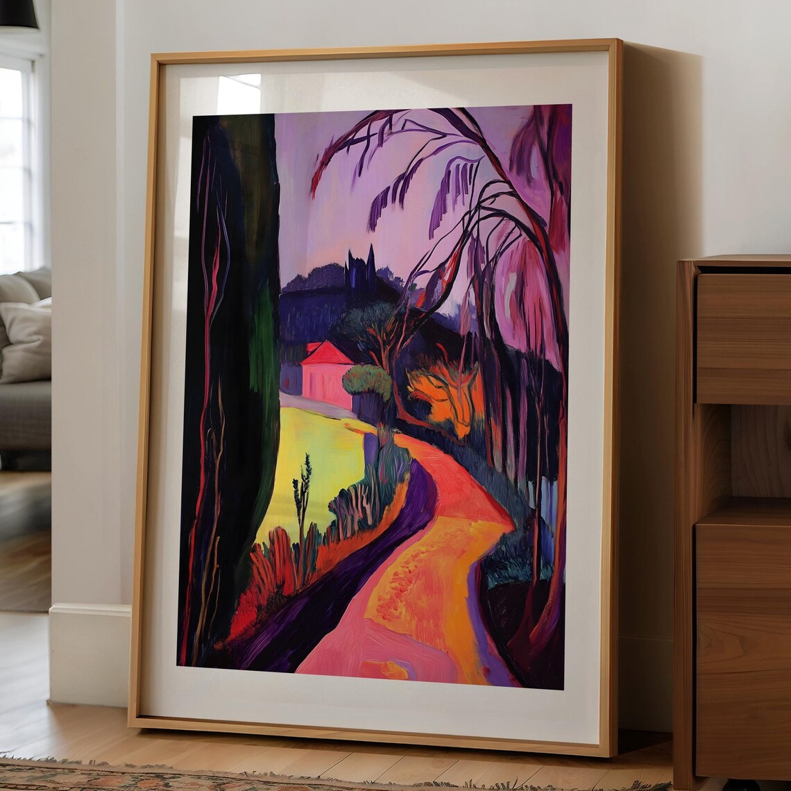 Colorful Tuscany Villa Winding Path Fauvist Landscape Art Poster - Image 2