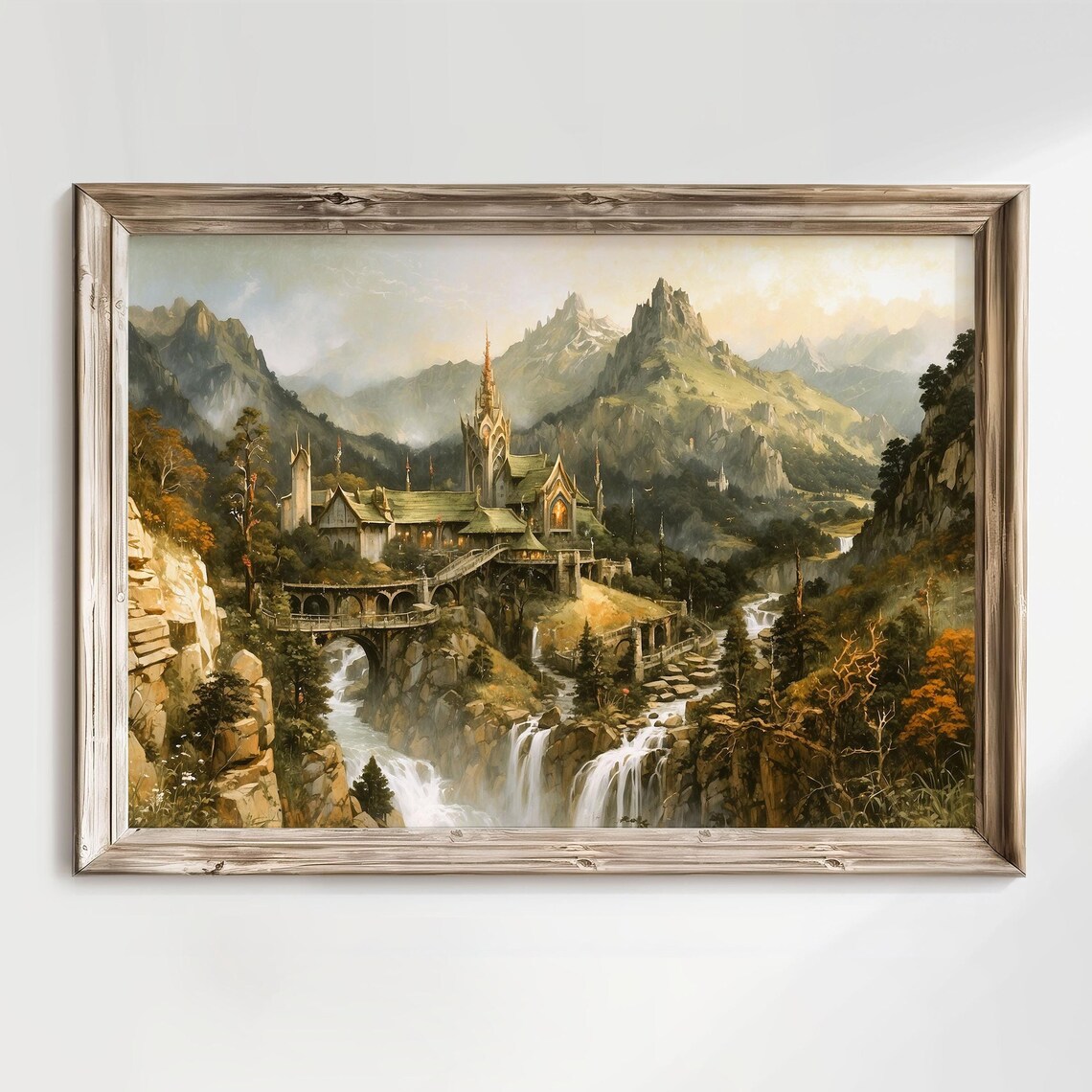 Rivendell Elvish Oil Painting Fantasy Art Print