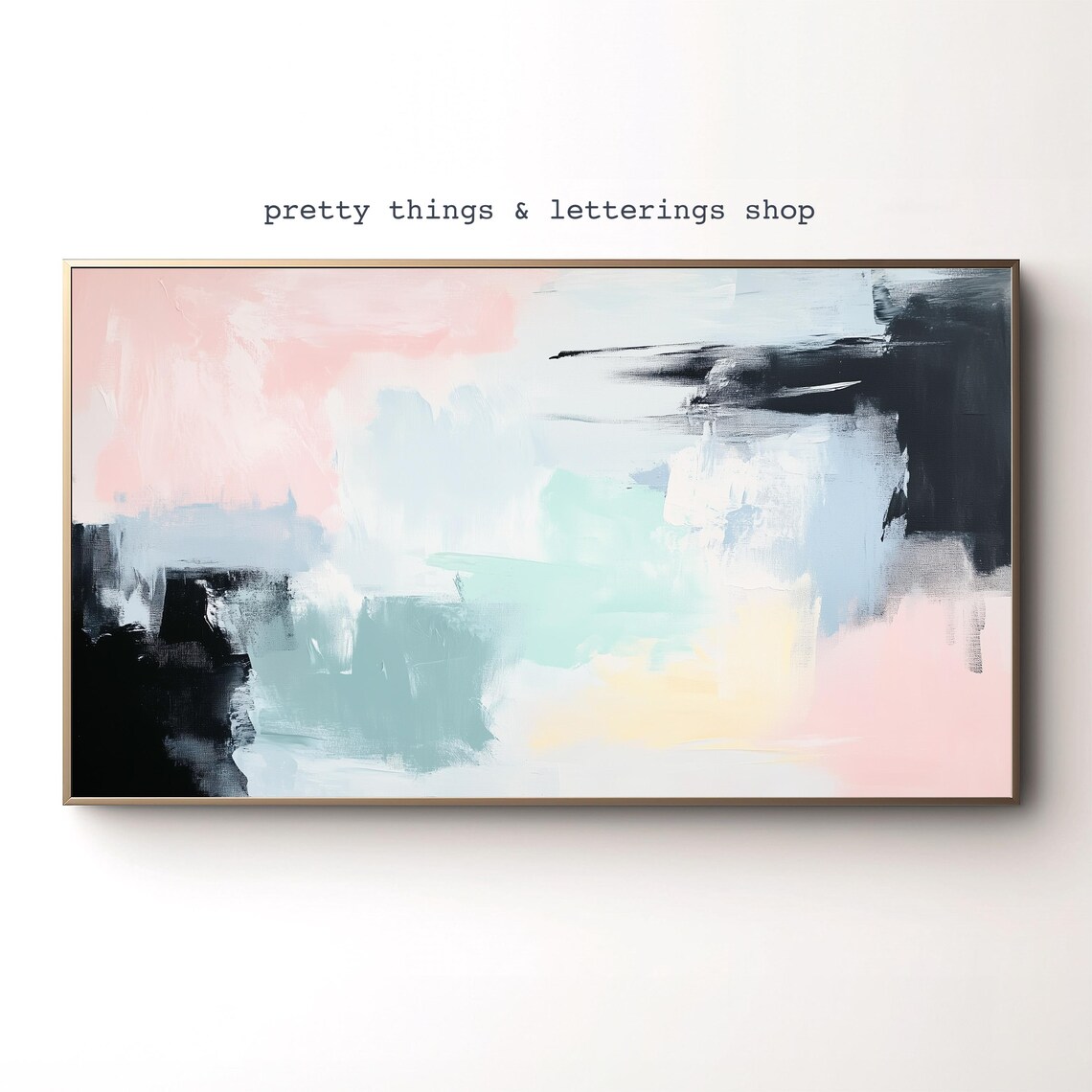 Spring Modern Pink And Yellow Abstract Painting