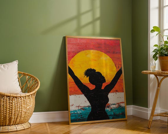 Woman Sunrise Art Print Black Ethnic Home Decor
