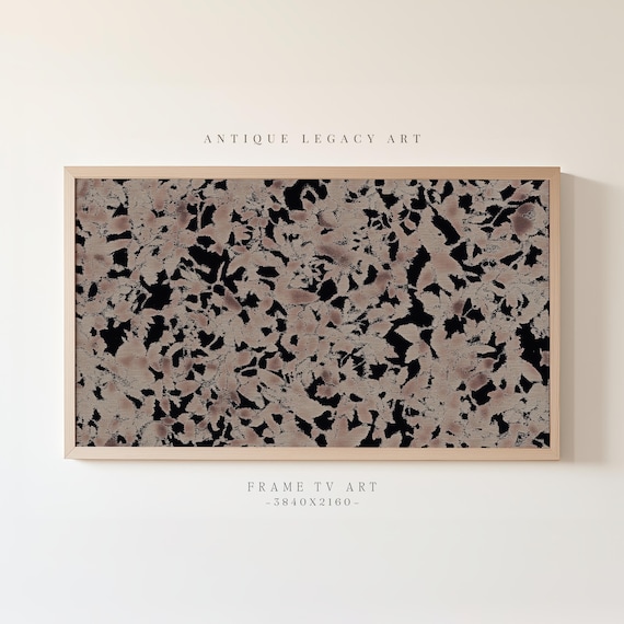 Black Beige Botanical Branches Pattern Modern Neutral Frame TV Art Poster