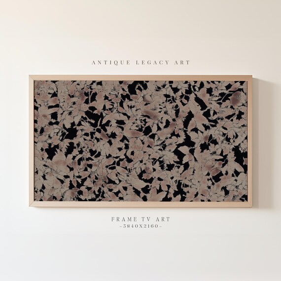 Modern Abstract Samsung Frame Tv Art Beige Black Minimalist Floral Decor Instant